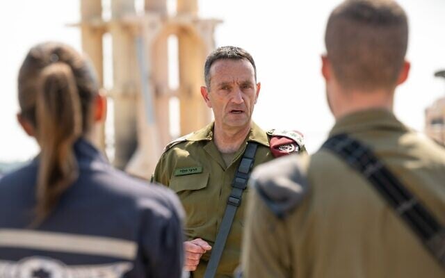 File - IDF Chief of Staff Lt. Gen. Herzi Halevi speaks to troops at an Arrow air defense system battery in Israel, April 16, 2024. (Israel Defense Forces)