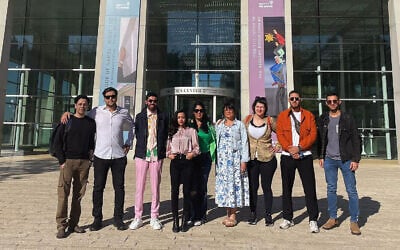 A delegation from the Arab-Muslim world during a visit to the Yad Vashem Holocaust memorial museum in Jerusalem, part of the flagship program of the Sharaka NGO to promote regional understanding through Holocaust education, April 16, 2024. (Courtesy)