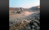Screen capture from video purportedly showing battles between Iranian security forces and attackers of the Jaish al-Adl terror group in Sistan-Baluchistan province, Iran, April 4, 2024.
