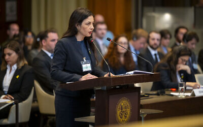 Israel's Foreign Ministry Legal Adviser Tamar Kaplan Tourgeman addresses the International Court of Justice during oral arguments over South Africa's application asking the court to order Israel to halt its military campaign against Hamas, May 17, 2024. (International Court of Justice)