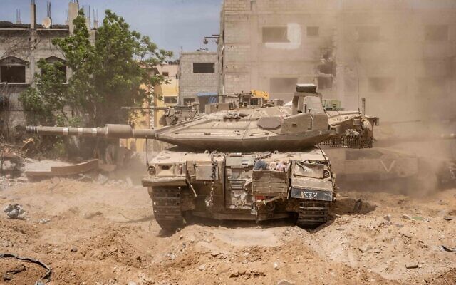 An IDF tank operating in the Gaza Strip, in an image released on May 31, 2024. (Israel Defense Forces) An IDF tank operating in the Gaza Strip, in an image released on May 31, 2024. (Israel Defense Forces)