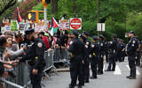 Illustrative: Police face pro-Palestinian and anti-Israel demonstrators near the Met Gala at the Metropolitan Museum of Art, on May 6, 2024 in New York. (CHARLY TRIBALLEAU / AFP)
