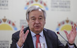 United Nations Secretary-General Antonio Guterres gives a press conference on the sidelines of the 2024 United Nations Civil Society Conference at the UN Headquarters in Nairobi on May 10, 2024. (Tony Karumba/AFP)