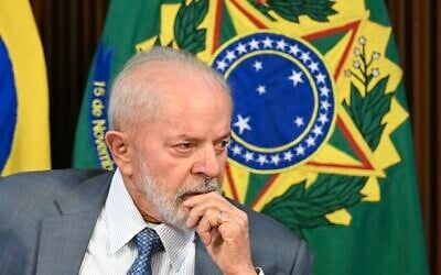 Brazilian President Luiz Inacio Lula da Silva during a ministerial meeting at the Planalto Palace in Brasilia, Brazil, on May 13, 2024. (Evaristo Sa / AFP)