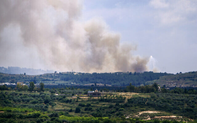 Smoke billows during Israeli bombardment over the Lebanese village of Alma al-Shaab on May 14, 2024, in southern Lebanon near the border with Israel. (AFP) Smoke billows during Israeli bombardment over the Lebanese village of Alma al-Shaab on May 14, 2024, in southern Lebanon near the border with Israel. (AFP)
