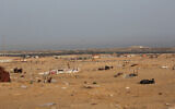 A picture shows a view of a deserted displacement camp area east of Rafah in the southern Gaza Strip on May 19, 2024. (AFP)