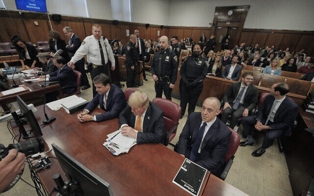 Former US president and Republican presidential candidate Donald Trump awaits the start of proceedings in his criminal trial at Manhattan Criminal Court in New York City on May 29, 2024. (Curtis Means / POOL / AFP) Former US president and Republican presidential candidate Donald Trump awaits the start of proceedings in his criminal trial at Manhattan Criminal Court in New York City on May 29, 2024. (Curtis Means / POOL / AFP)