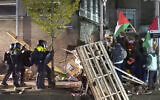 In this image taken from video police arrest activists as they broke up a pro-Palestinian, anti-Israel demonstration camp at the University of Amsterdam in Amsterdam, the Netherlands, May 7, 2024. (AP Photo)
