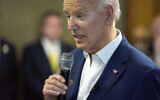 President Joe Biden meets with campaign volunteers at the Dr. John Bryant Community Center, Wednesday, May 8, 2024, in Racine, Wis. (AP Photo/Evan Vucci)