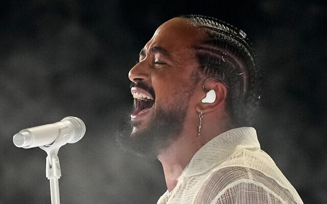 Slimane of France performing the song Mon amour during the dress rehearsal for the final at the Eurovision Song Contest in Malmo, Sweden, May 10, 2024. (AP Photo/Martin Meissner) Slimane of France performing the song Mon amour during the dress rehearsal for the final at the Eurovision Song Contest in Malmo, Sweden, May 10, 2024. (AP Photo/Martin Meissner)