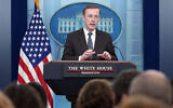 White House National Security Adviser Jake Sullivan speaks during the daily briefing at the White House in Washington, May 13, 2024. (Susan Walsh/AP)