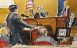 Defense attorney Todd Blanche cross examines Michael Cohen in Manhattan criminal court, May 14, 2024, in New York. (Elizabeth Williams via AP)