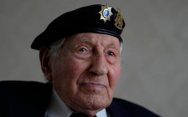 Mervyn Kersh, a Jewish World War II veteran who took part in 1944's  Normandy Campaign, at his home in London, Great Britain, April 8, 2024. (AP Photo/Kirsty Wigglesworth)