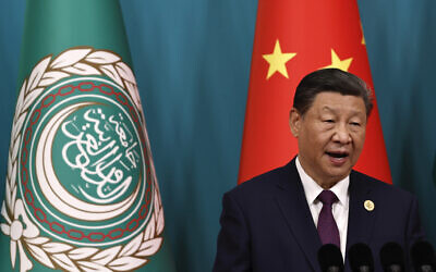 Chinese President Xi Jinping delivers a speech at the opening ceremony of the 10th ministerial meeting of the China-Arab States Cooperation Forum at the Diaoyutai State Guesthouse in Beijing Thursday, May 30, 2024. (Tingshu Wang/Pool Photo via AP)