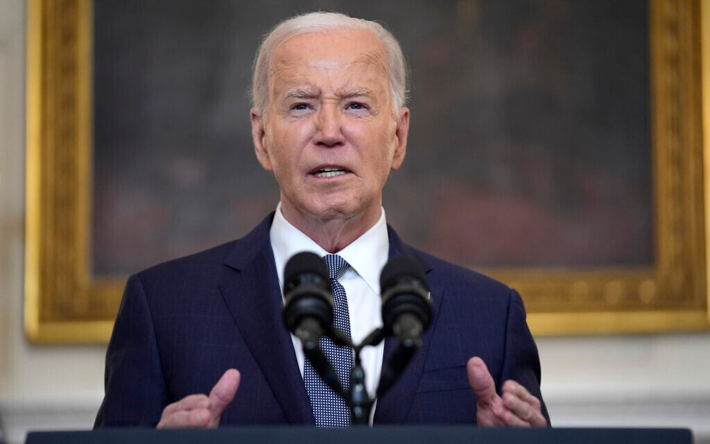US President Joe Biden delivers remarks on the Israel-Hamas war, from the State Dining Room of the White House, May 31, 2024, in Washington. (AP Photo/Evan Vucci)