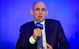 Governor of the Bank of Israel Amir Yaron speaks at the Maariv economic conference in Tel Aviv, March 26, 2024. (Avshalom Sassoni/Flash90)