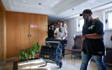 Police raid the Al Jazeera offices in Jerusalem on May 5, 2024. (Chaim Goldberg/Flash90)