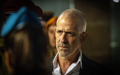 Shin Bet head Ronen Bar attends the annual Holocaust Day ceremony held at the Yad Vashem Holocaust Memorial Museum in Jerusalem, May 5, 2024. (Chaim Goldberg/ Flash90)