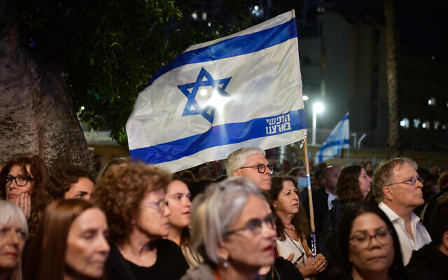 Israelis attend a rally calling for the release of hostages held by Hamas terrorists in Gaza since October 7, at Hostages Square in Tel Aviv, on the eve of Israel's 76th independence day, May 13, 2024. (Avshalom Sassoni/Flash90) Israelis attend a rally calling for the release of hostages held by Hamas terrorists in Gaza since October 7, at Hostages Square in Tel Aviv, on the eve of Israel's 76th independence day, May 13, 2024. (Avshalom Sassoni/Flash90)