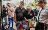Gadi and Reuma Kedem, who lost several of their family members during the October 7 massacre, arrive to file a complaint at a police station after being attacked during a demonstration in Tel Aviv, May 19, 2024. (Flash90)