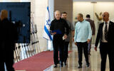 Defense Minister Yoav Gallant arrives at the Knesset for a Likud faction meeting, Jerusalem on May 20, 2024. (Yonatan Sindel/Flash90