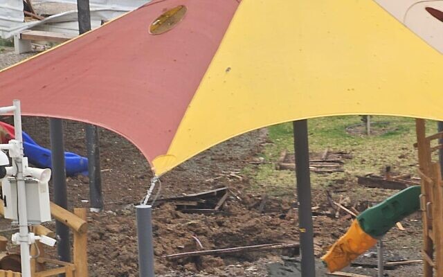 Damage caused to a park in Beersheba during a rocket attack on May 10, 2024. (Courtesy) Damage caused to a park in Beersheba during a rocket attack on May 10, 2024. (Courtesy)