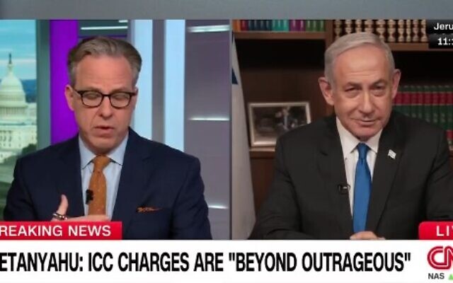 Prime Minister Benjamin Netanyahu is interviewed on CNN on May 21, 2024. (Screen capture/X)