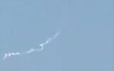 Screen capture from video purportedly showing smoke trains for Syrian air defense missiles, May 29, 2024. (X. Used in accordance with Clause 27a of the Copyright Law)