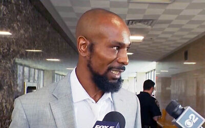 Skiboky Stora speaks to Fox 5 New York after being charged in court with hate crimes, May 29, 2024. (Screenshot via Fox 5 New York)