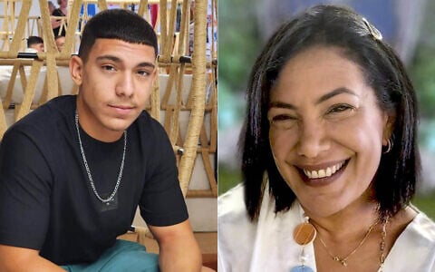 Tomer Arava Eliaz and his mother Dikla Arava, who were killed, likely by IDF fire, during Hamas's October 7, 2023 massacre on Kibbutz Nahal Oz. (Courtesy)