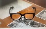 David Ben-Gurion's glasses back in their resting place atop the founding prime minister's desk at his hut-turned-commemorative museum in Kibbutz Sde Boker, southern Israel, from which a soldier had filched them during an educational tour, May 26, 2024. (Police spokesperson)