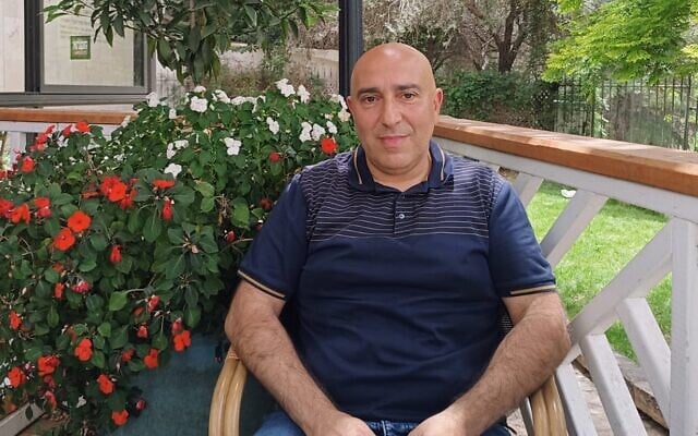 Palestinian activist Samer Sinijlawi in Jerusalem, May 27, 2024 (Gianluca Pacchiani/Times of Israel)