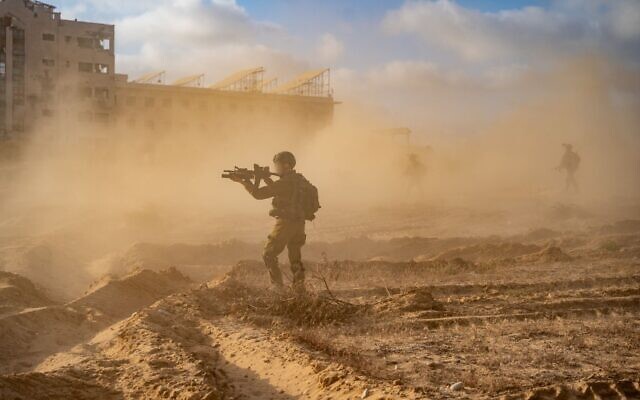 IDF troops operate in the central Gaza corridor, in a handout image published May 7, 2024. (Israel Defense Forces)