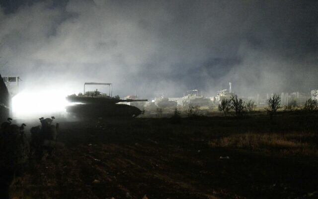 Troops of the 401st Armored Brigade operate in eastern Rafah in the southern Gaza Strip, in a handout image published May 18, 2024. (Israel Defense Forces)