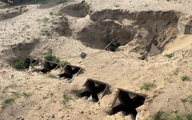 Rocket launchers found by the IDF on the Gaza-Egypt border, in a handout photo published May 31, 2024. (Israel Defense Forces)