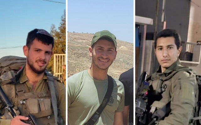 This composite image shows Staff Sgt. Eliya Hilel, Staff Sgt. Yedidya Azugi and Staff Sgt. Diego Shvisha Harsaj whose deaths the IDF announced on May 30, 2024. (Israel Defense Forces) This composite image shows Staff Sgt. Eliya Hilel, Staff Sgt. Yedidya Azugi and Staff Sgt. Diego Shvisha Harsaj whose deaths the IDF announced on May 30, 2024. (Israel Defense Forces)