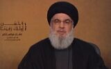 Hezbollah leader Hassan Nasrallah during a televised speech at the end of the mourning period after the death of his mother, Beirut, May 28, 2024 (Screenshot: used in accordance with Clause 27a of the Copyright Law )