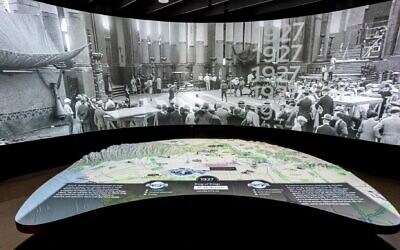 A view of the topographical map inside the 'Hollywoodland' exhibit. (Josh White, JWPictures/Academy Museum Foundation, via JTA)