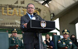 Colombian President Gustavo Petro delivers a speech during a military ceremony at the Military School of Cadets General Jose Maria Cordova in Bogota on May 31, 2024. (Raul ARBOLEDA / AFP)