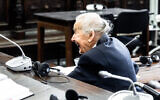 95-year-old German notorious Holocaust denier Ursula Haverbeck waits for the start of her appeal proceedings at the district court in Hamburg, northern Germany, on June 7, 2024. (Markus Scholz / POOL / AFP)