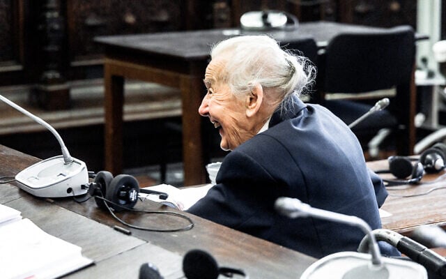 95-year-old German notorious Holocaust denier Ursula Haverbeck waits for the start of her appeal proceedings at the district court in Hamburg, northern Germany, on June 7, 2024. (Markus Scholz / POOL / AFP) 95-year-old German notorious Holocaust denier Ursula Haverbeck waits for the start of her appeal proceedings at the district court in Hamburg, northern Germany, on June 7, 2024. (Markus Scholz / POOL / AFP)
