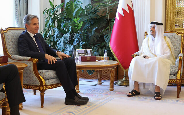 US Secretary of State Antony Blinken (L) meets with Qatar's Prime Minister Sheikh Mohammed bin Abdulrahman Al-Thani in Doha, on June 12, 2024. (Ibraheem AL-OMARI / POOL / AFP)