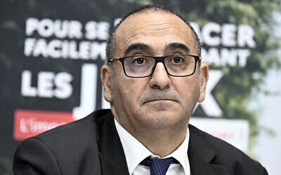 File - Paris Police chief Laurent Nunez attends a press conference on logistics for the Paris 2024 Olympic games' opening ceremony, in Paris, France, June 13, 2024. (Julien de Rosa / AFP)