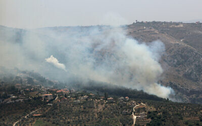 Smoke billows from fires ignited by Israeli shelling near the southern Lebanese village of Deir Mimas on June 15, 2024 (Rabih DAHER / AFP)