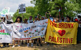 Anti-Israel and pro-Palestinian protestors demonstrate at a rally for Rep. Jamaal Bowman (D-NY) at St. Mary's Park on June 22, 2024 in the Bronx borough of New York City. (David Dee Delgado/GETTY IMAGES NORTH AMERICA/Getty Images via AFP)