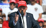 Former US president Donald Trump speaks during a campaign rally at the Historic Greenbrier Farms in Chesapeake, Virginia, on June 28, 2024. (Jim Watson/AFP)