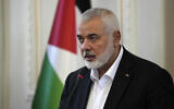 Hamas chief Ismail Haniyeh speaks during a press briefing after his meeting with Iranian Foreign Minister Hossein Amirabdollahian in Tehran, Iran, March 26, 2024. (AP Photo/Vahid Salemi)