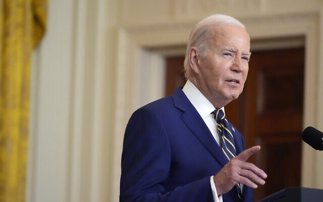 President Joe Biden speaks about an executive order in the East Room at the White House in Washington, Tuesday, June 4, 2024. (AP/Alex Brandon) President Joe Biden speaks about an executive order in the East Room at the White House in Washington, Tuesday, June 4, 2024. (AP/Alex Brandon)