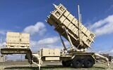 A Patriot missile mobile launcher is displayed outside the Fort Sill Army Post near Lawton, Oklahoma, on March 21, 2023. (AP/Sean Murphy, File)