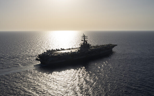 The USS aircraft carrier Dwight D. Eisenhower sails in the Red Sea, June 12, 2024. (AP Photo/Bernat Armangue)